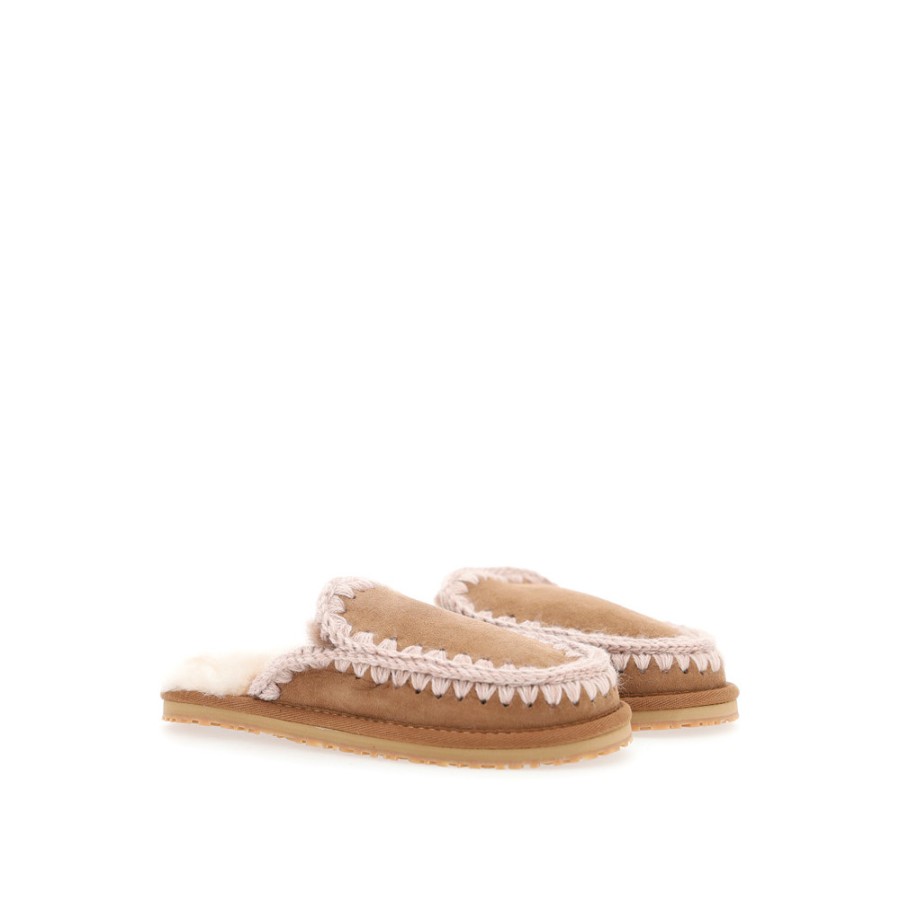 Women MOU | Mou Suede Slipper Full Eskimo Stitch