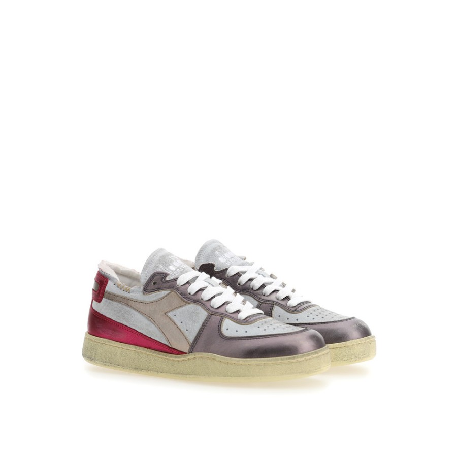 Women DIADORA HERITAGE | Diadora Mi Basket Row Cut Metal Pigskin Used Wn