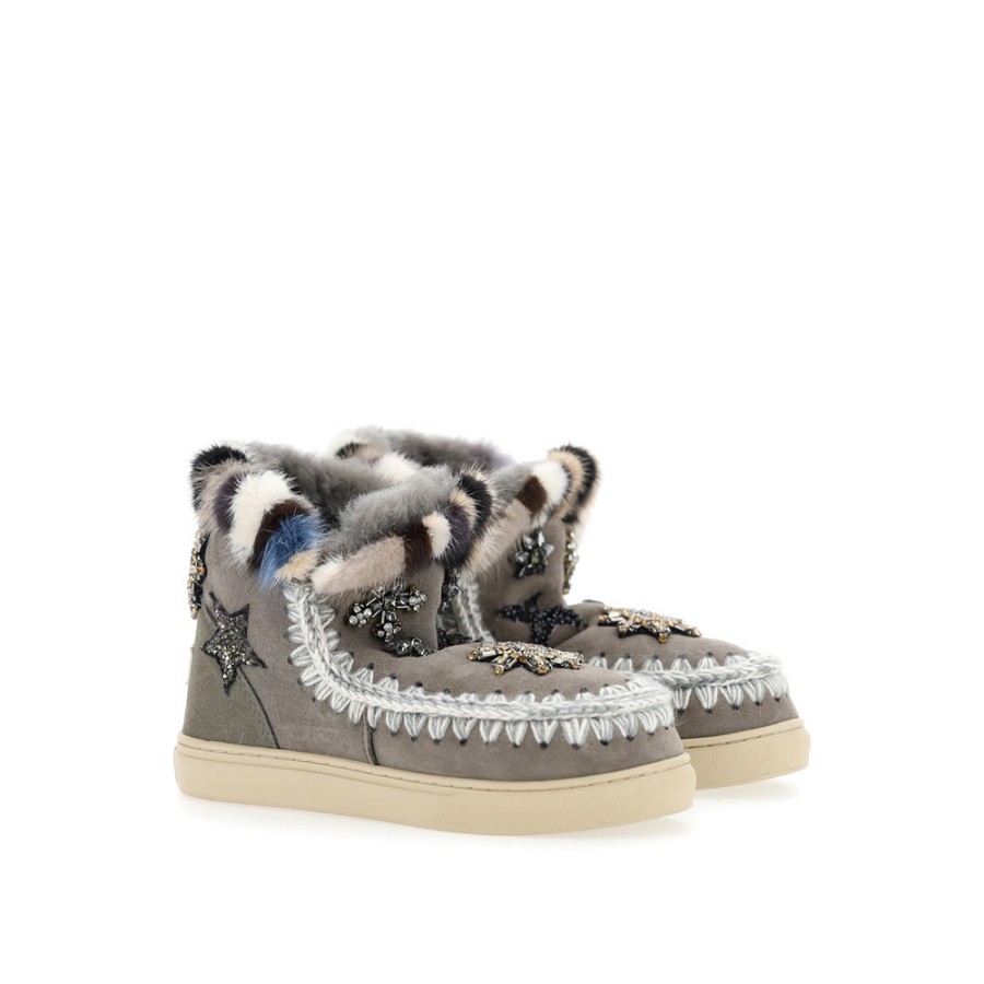 Women MOU | Mou Eskimo Sneaker Star Patches & Mink Fur Trim